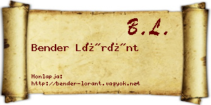 Bender Lóránt névjegykártya