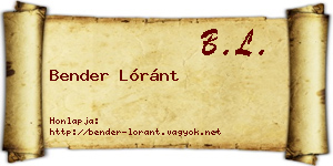 Bender Lóránt névjegykártya